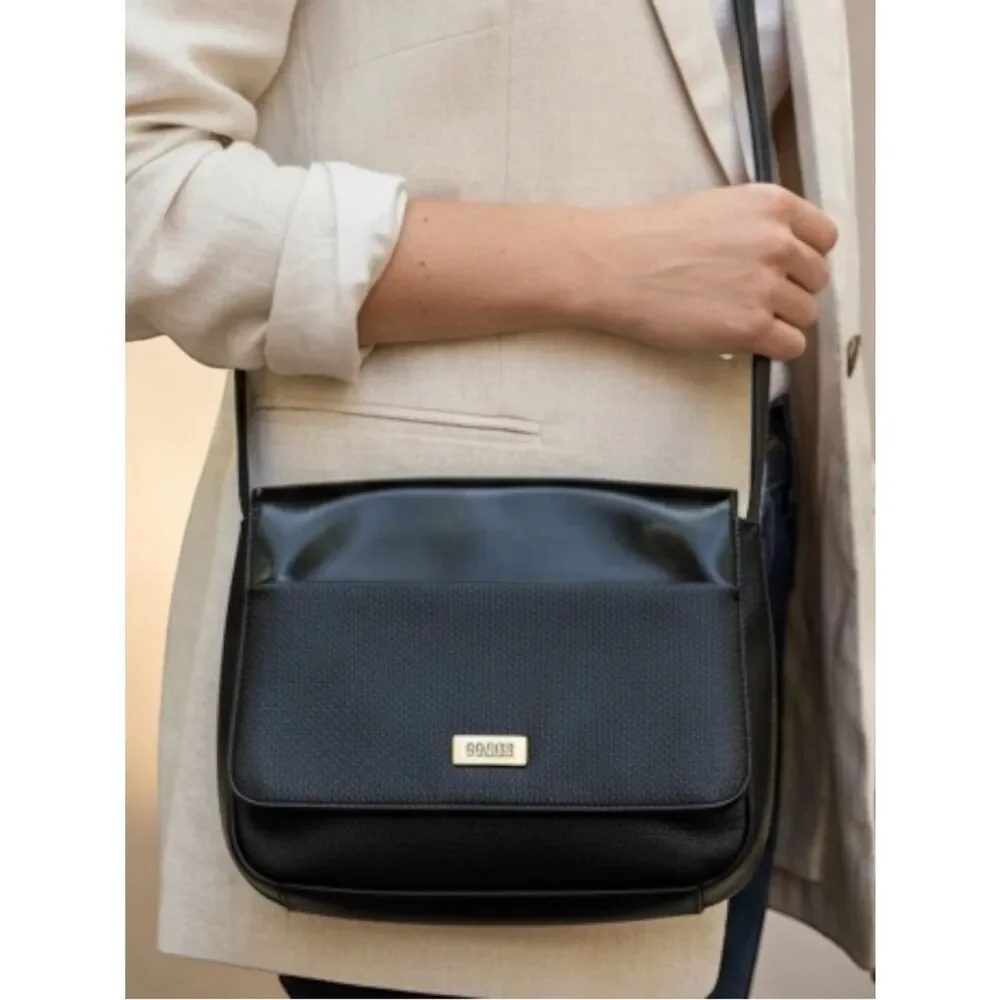 Crazy Horse Vegan Leather and Vinyl Crossbody Bag
